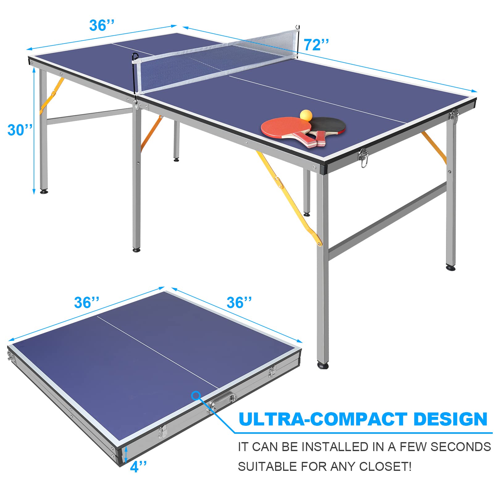 6X3ft Portable Ping Pong Table - đánh giá và giá Table Tennis Usa Team